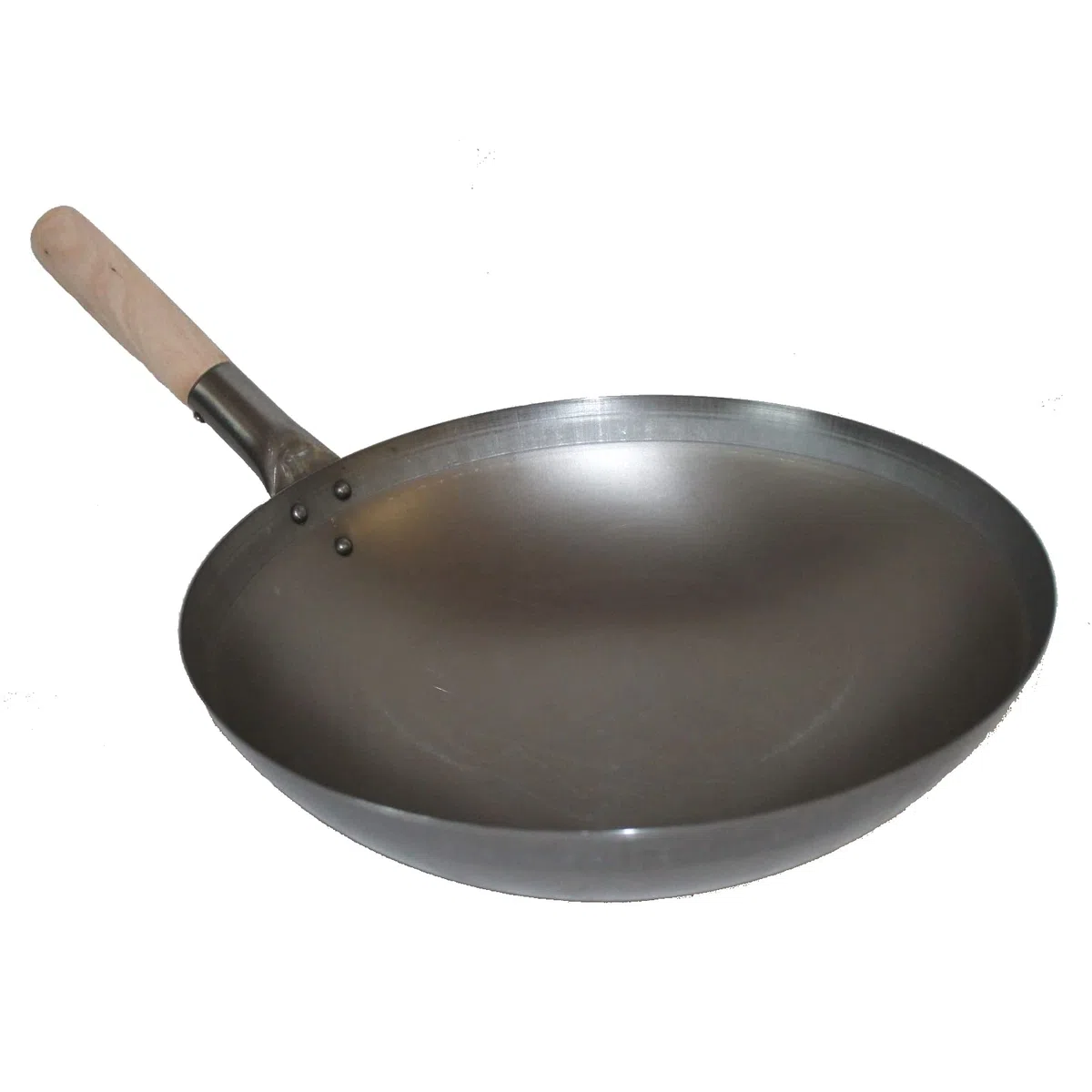 Wok ca. 38 cm Ø runder Boden für Gas, Induktionsmulde, Gastronomie Wokpfanne Carbon Stahl