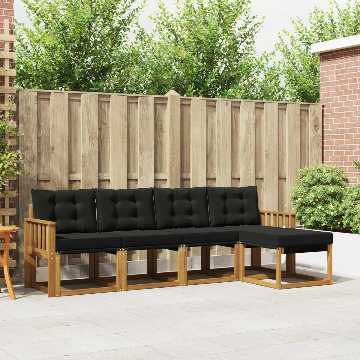 Outdoor-Sofagarnitur mit Kissen 5 Stück Modernes Akazienholz Set für Garten Terrasse Balkon Wohnzimmer Esszimmer wetterfest langlebig bequem vielseitig