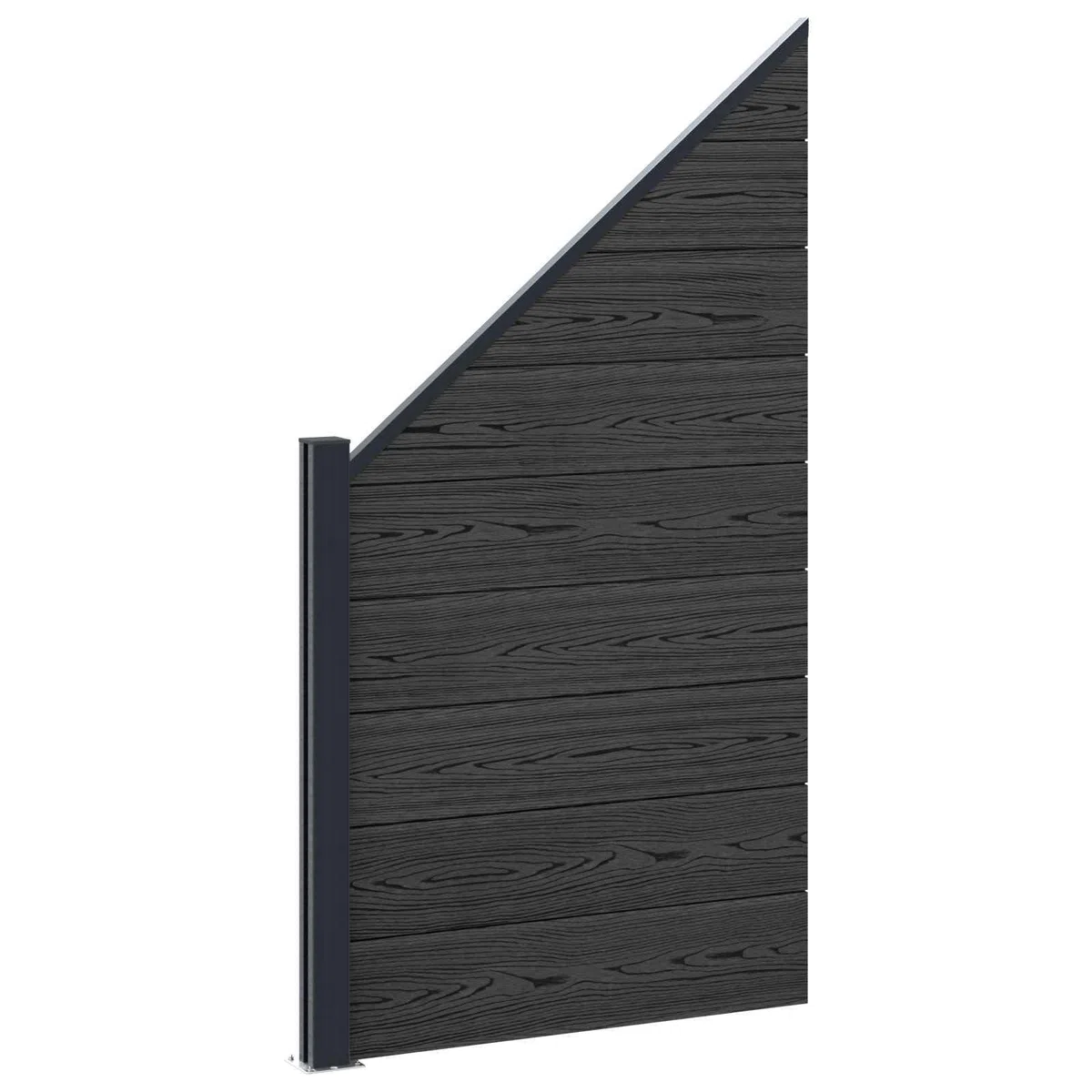 Zaunelement WPC und Aluminium Schwarz, wetterbeständiges Zaunfeld mit Holzmaserung, 95x180 cm, stabiles Gartenzaun Paneel für Sichtschutz, Trennwand, Terrasse und Vorgarten