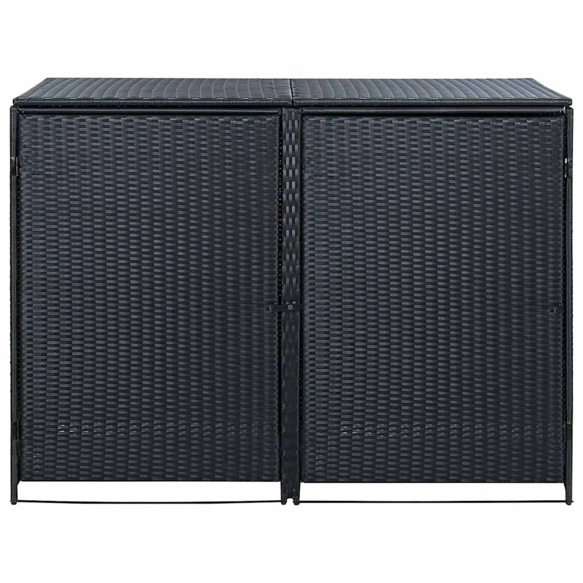 Homgoday 2-Tonnen-Mülltonnenbox aus PE-Rattan Schwarz 148x80x111 cm, ideal für Gartenlagerung und Verstecken von Abfalltonnen