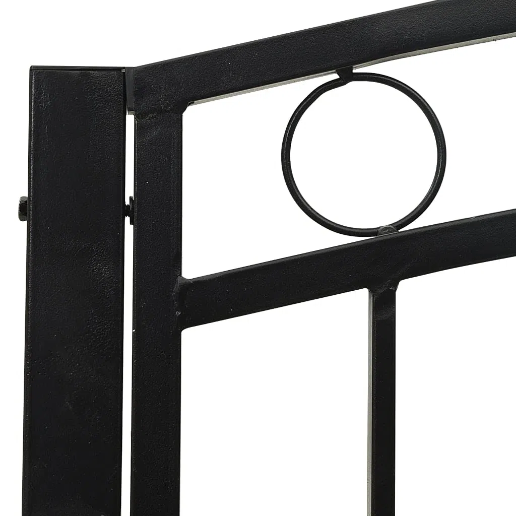 Gartenbank mit Tisch Schwarz aus pulverbeschichtetem Stahl 120 cm stabil für Terrasse Balkon Gartenweg als Sitzbank und Ruheplatz im Outdoor Bereich