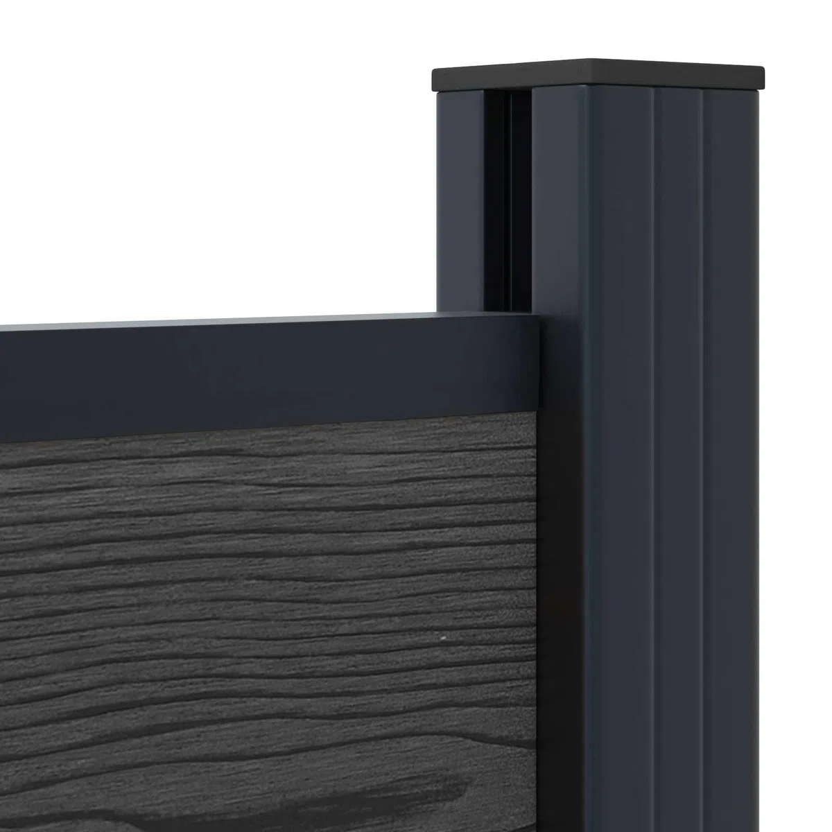 Zaunelement WPC und Aluminium Schwarz, 175 x 105 cm, wetterbeständig und stabil, Sichtschutz Gartenzaun mit modularer Bauweise, ideal für Terrasse, Balkon, Vorgarten und Außenbereich