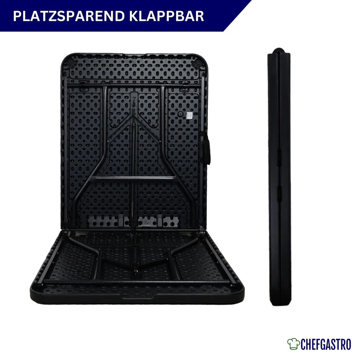 CHEFGASTRO Buffettisch klappbar 180x75cm Gartentisch wetterfest mit Tragegriff 8 Personen Kunststoff Schwarz Klapptisch Tragbar Campingtisch Outdoor für Garten Terrasse Balkon Balkontisch Partytisch