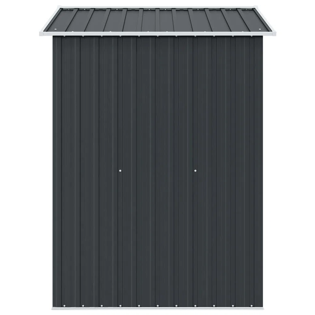 Gartenhaus aus Metall, Anthrazit, 204 x 132 x 186 cm, Gartenschuppen aus Stahl mit Doppelschiebetür, 4 Lüftungsöffnungen, Bodenrahmen, korrosionsbeständig und wetterfest