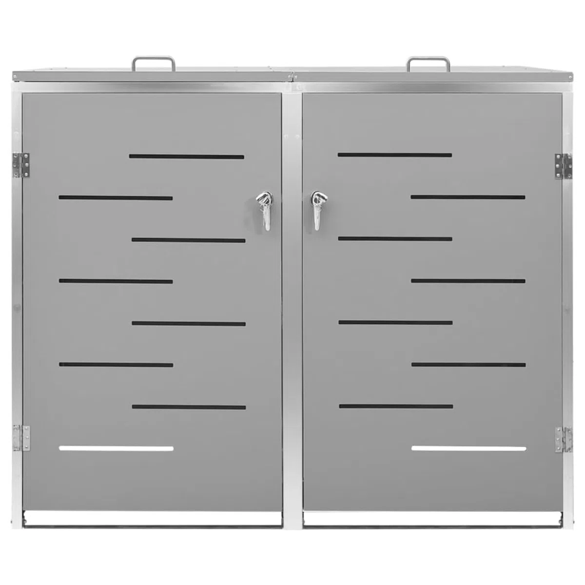 Doppel-Mülltonnenschuppen Edelstahl Outdoor Lagerung Versteck für Garten Grau Mülltonnenbox