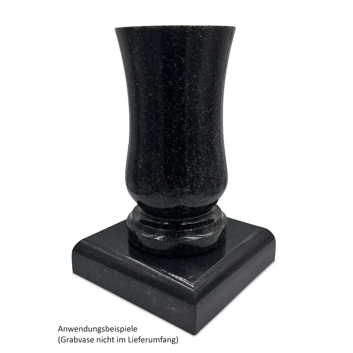 Lampen und Vasensockel eckig 20x20x6 cm aus Schwedisch Black Handmade Granitsockel für Grablaterne Vasen