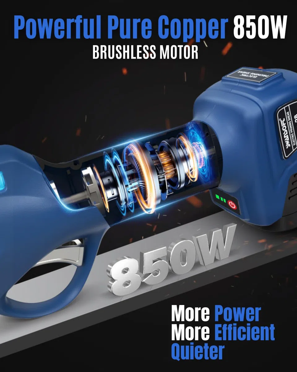 SWANSOFT PRU28 Akku Astschere, 28mm 16,8V 2+2Ah 850W Gartenschere Leistungsstarke Elektrische Elektrogartenscheren Für Präzisen, Rosenschnitt und Weinreben,[Leicht Sicher, Einstiegsmodell Für Profis]