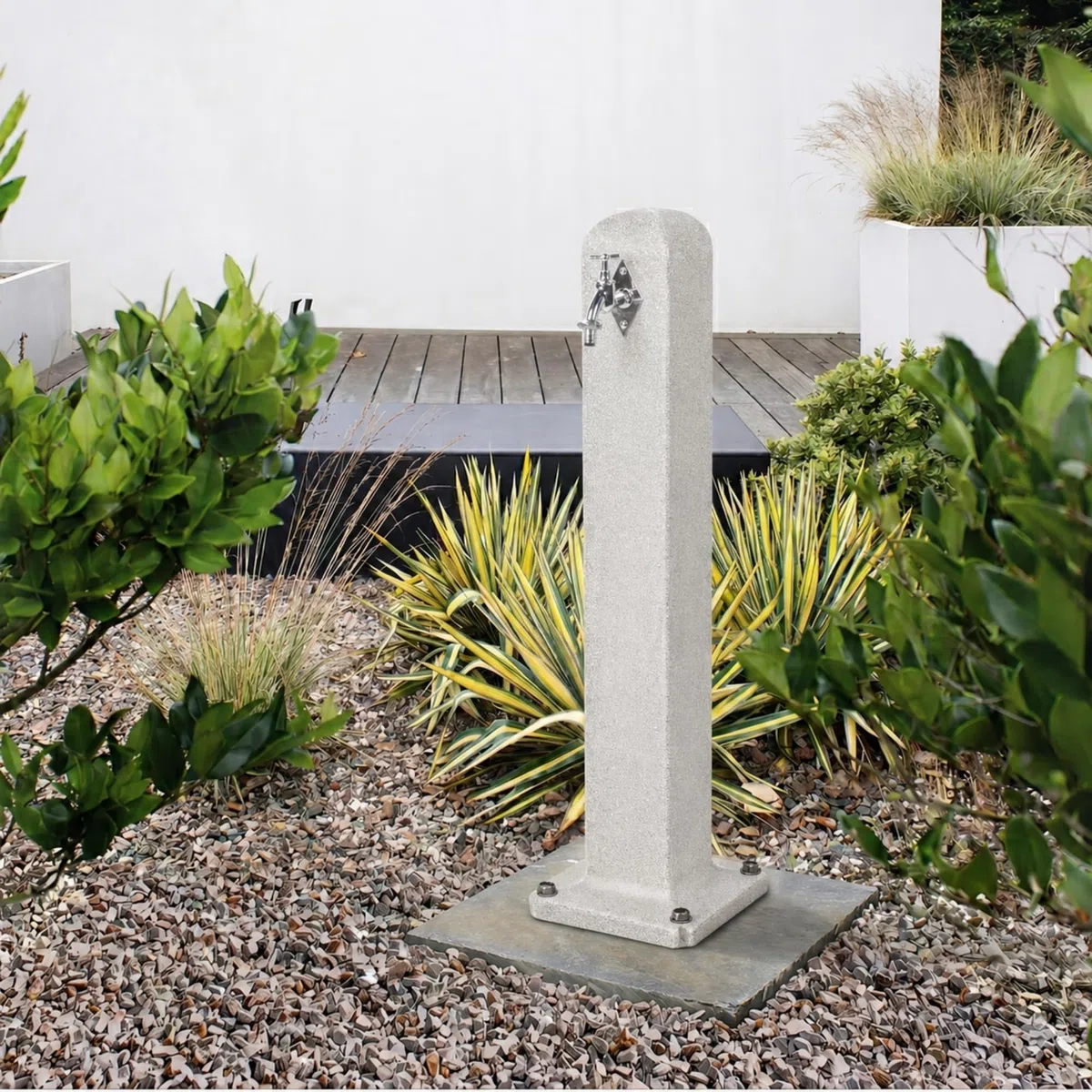 YourCasa Stoneflow Wassersäule Garten Granit-Optik | Wasserzapfsäule Poller mit Wasserhahn | 90 cm Standbrunnen Zapfstelle Außenbereich | Witterungsbeständig Frostsicher UV-stabil (Sandstein)