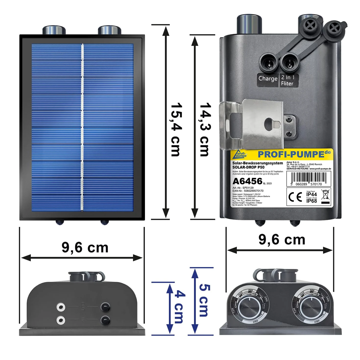 Solar-Bewässerungssystem Greenkeeper Solarpanel Gartenbewässerungssystem Pflanzenbewässerung (SOLAR-DROP P50 für bis zu 50 Tropfstellen)