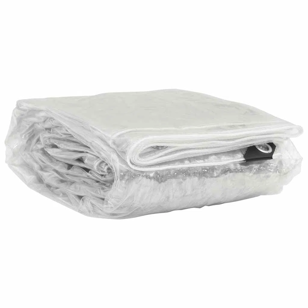 Mangloder Pflanzenabdeckung mit Ösen 2 x 8 m PVC, transparent, 350 g m², 0,29 mm dick, mit Aluminium-Ösen und Nylonseil, für Gewächshaus, Hochbeet, Beet, Pflanzen, Schutz vor Feuchtigkeit und Winter