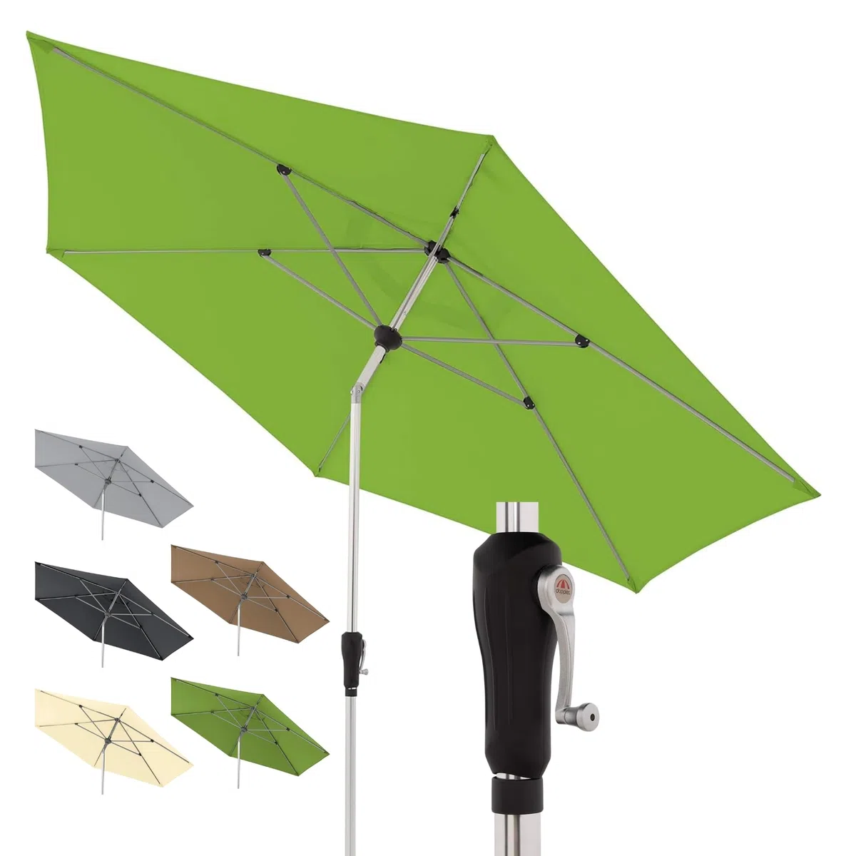 Doppler Sonnenschirm für den Garten SL-AZ Auto Tilt 330 cm Fresh Green I Gartenschirm knickbar I Kurbelschirm mit UV-Schutz 80+ I Kurbelschirm aus Aluminium I regenabweisendes Polyester-Schirmdach