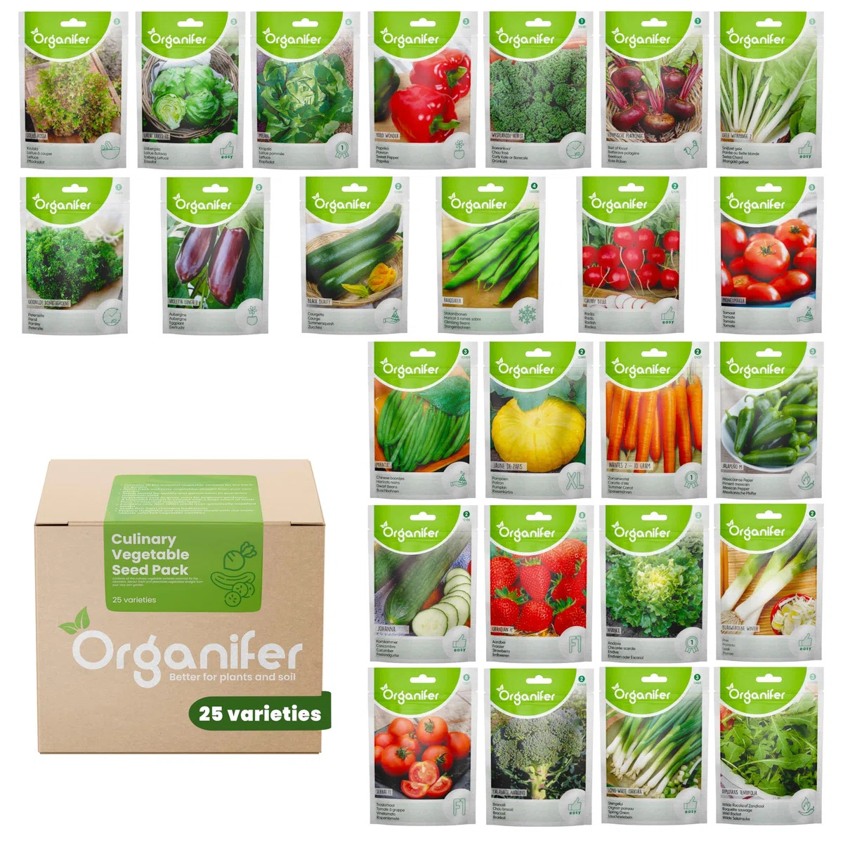 Gemüsesamen-Paket | Gemüsegartensamen - Gemüsesamen - Tomatensamen - Gurkensamen - Paprikasamen - Erdbeersamen - Paprikasamen - Organifer
