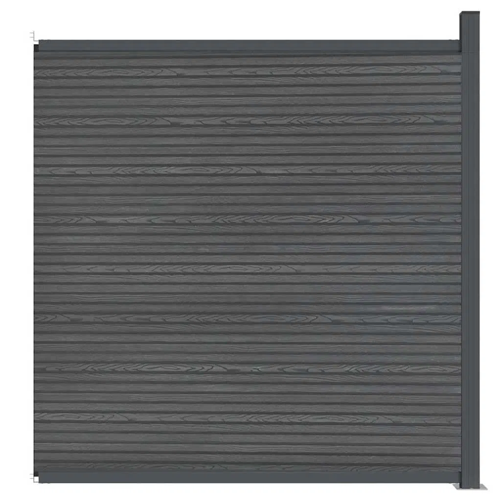 Zaunelement Grau WPC 173x186 cm Gartenzaun Sichtschutzpaneel mit Aluminium Pfosten, wetterbeständig, stabil, für Terrasse Balkon Vorgarten zur Grundstücksbegrenzung und Privatsphäre
