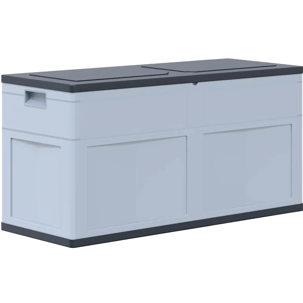 Générique Aufbewahrungsbox für den Garten, 320 Liter, grau schwarz, robuste Kunststoffbox für Kissen, Decken und Werkzeug, Innen- und Außenbereich, zeitloses Holzdesign