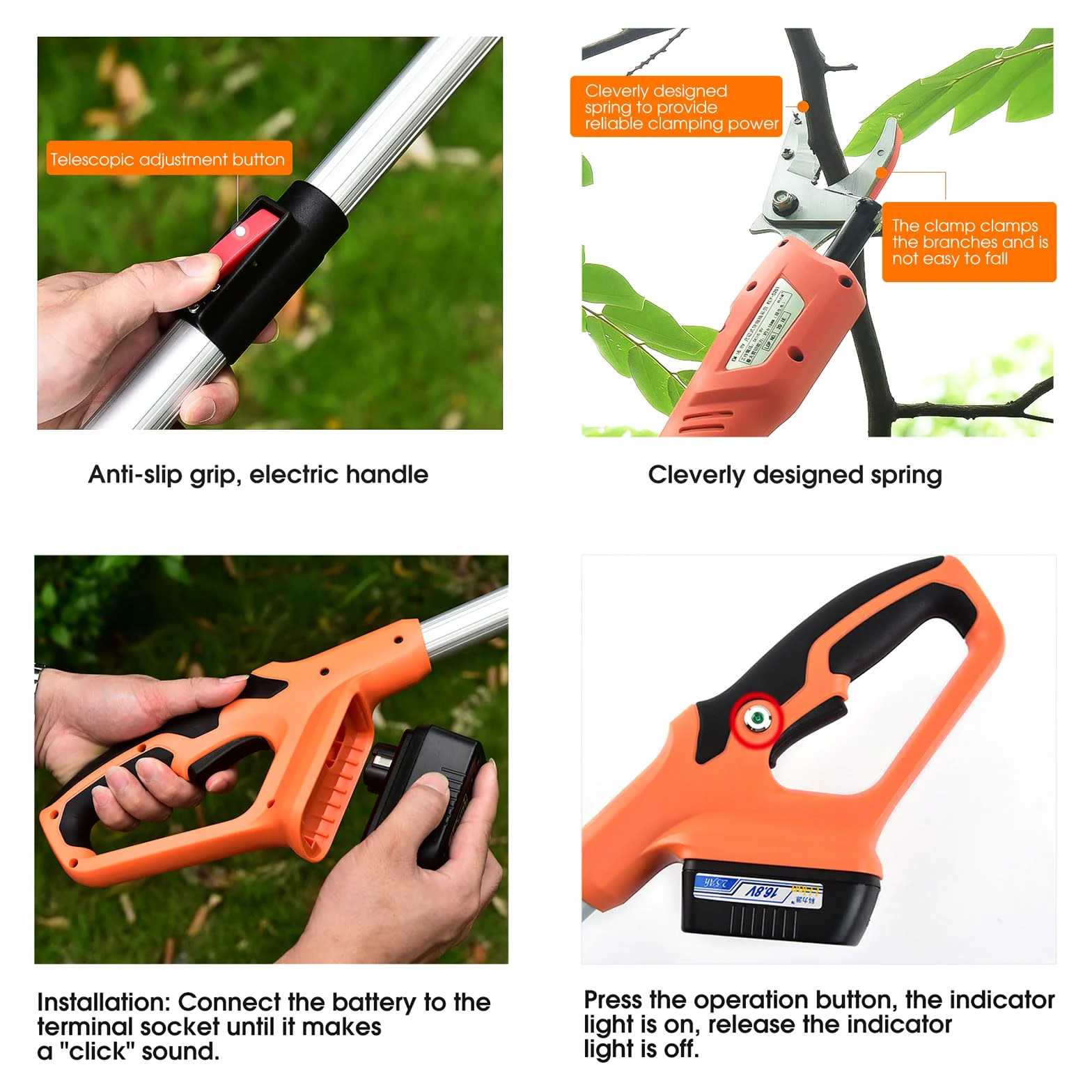 Teleskop-Baumschere mit leichtem, ausziehbarem Griff für Gartenarbeit und Astschneiden