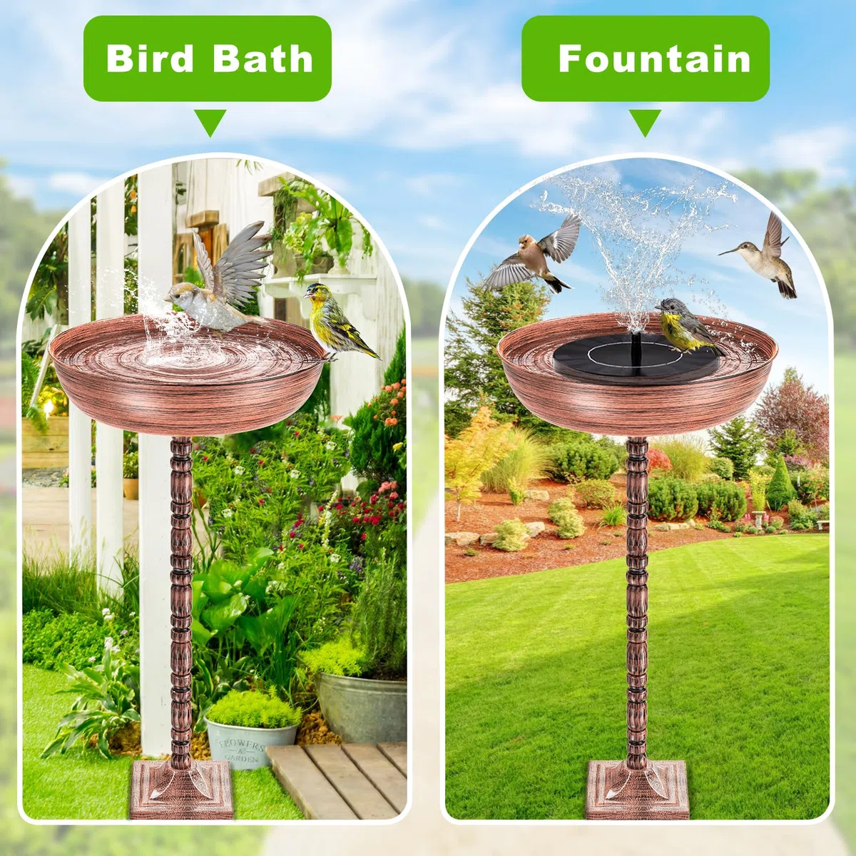 Freistehende Vogeltränke für den Außenbereich, Vintage, Garten, Vogeltränke, Vogeltränke, Vogeltränke, abnehmbare Dekoration, Spa, Vogelfutterstation für Garten, Terrasse, Hof, Rasen (Bronze)