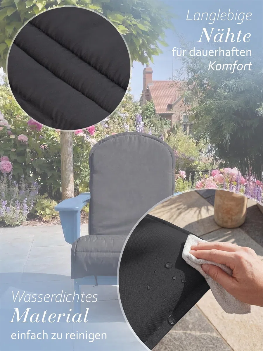 normani 2er-Set Stuhlauflagen Hochlehner - Gartenstuhlauflagen | Sitzpolster | Polsterauflagen für In- und Outdoor 135 x 55 x 6 cm Farbe Anthrazit