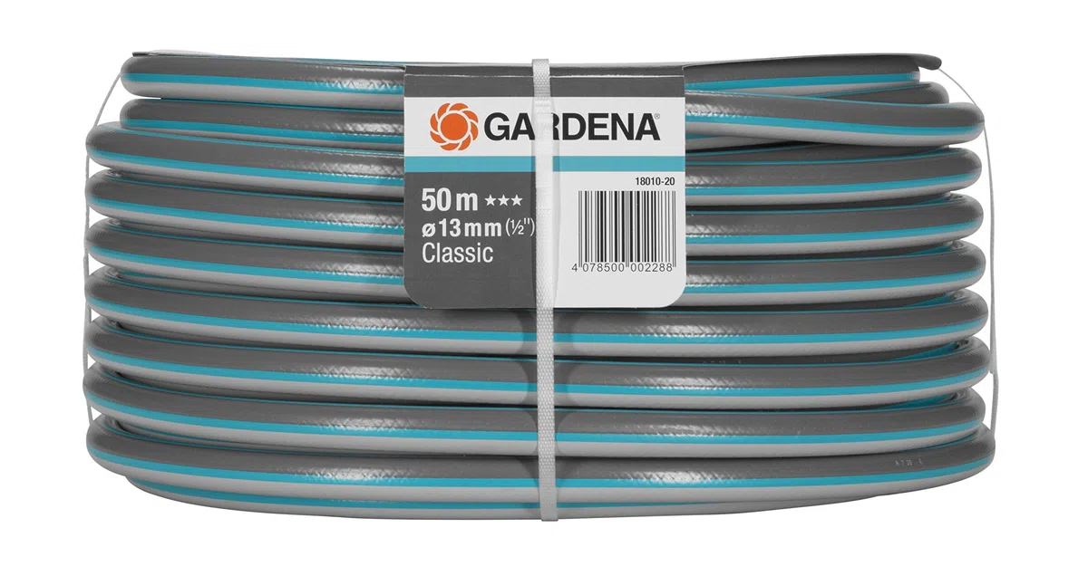 Gardena Classic Wand-Schlauchtrommel 60 mit Schlauchführungsrolle & Classic Schlauch 13 mm (1/2 Zoll), 50 m: Universeller Gartenschlauch aus robustem Kreuzgewebe, 22 bar Berstdruck
