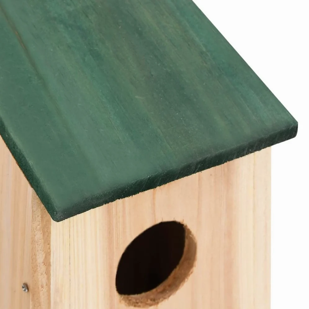 Vogelhäuser aus Holz 8 Stück 12x12x22 cm mit grünem Dach, wetterfest, als Nistkasten, Futterhaus und Futterstation für Singvögel im Garten, Balkon, Terrasse, Baum