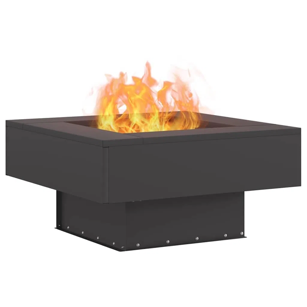Feuerstelle Schwarz 60 x 60 x 30 cm Stahl für Terrasse Garten, kamin ofen feuerstelle Schornstein heizkassette Holzhalter Aschekasten zubehoer, Wärme und Behaglichkeit