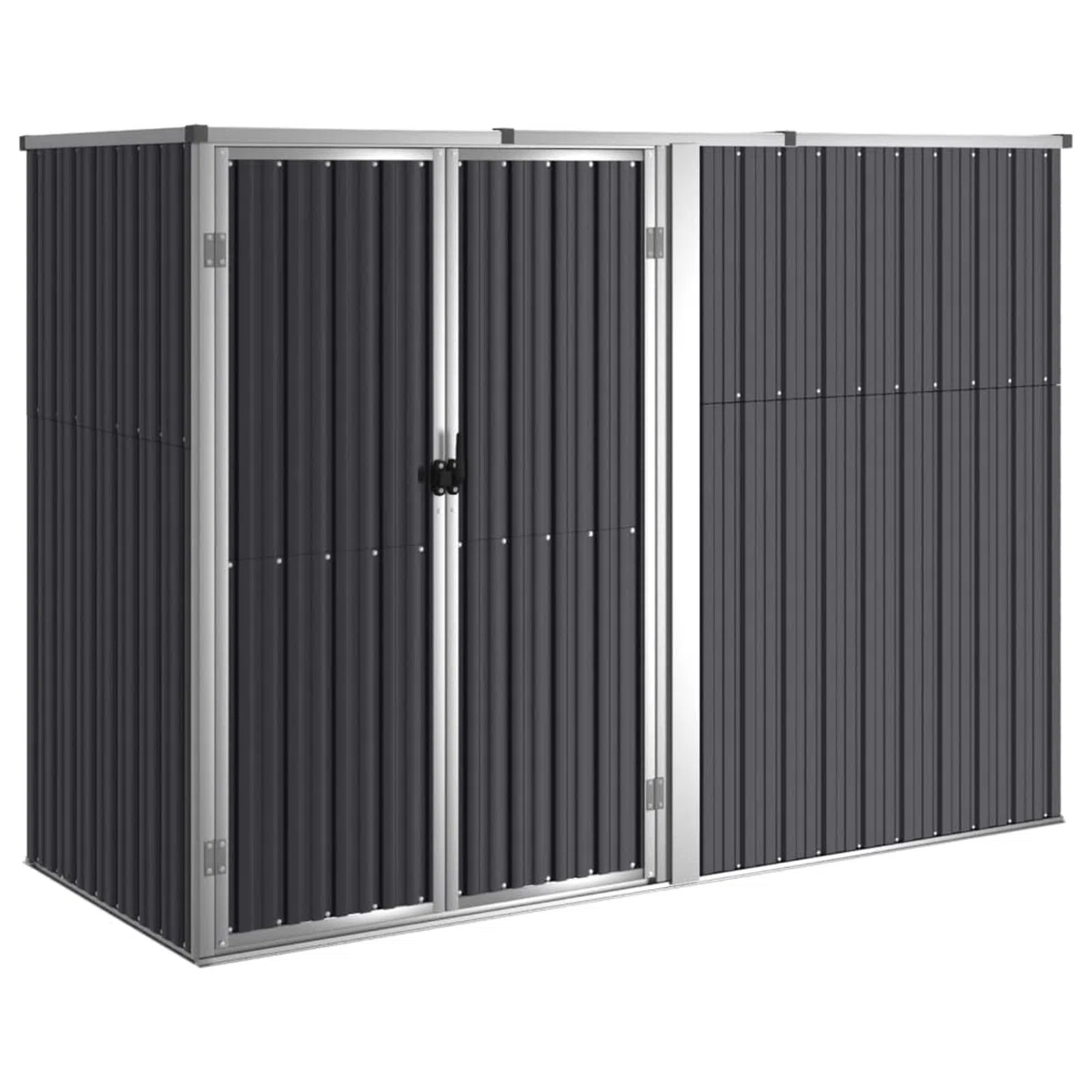 Gartenhaus aus Metall – Wasserdichter Lagerschuppen für Werkzeug, Rasenmäher, Brennholz & Mülltonnen – Langlebige Gartenlagerung Anthrazit 225 x 89 x 161 cm