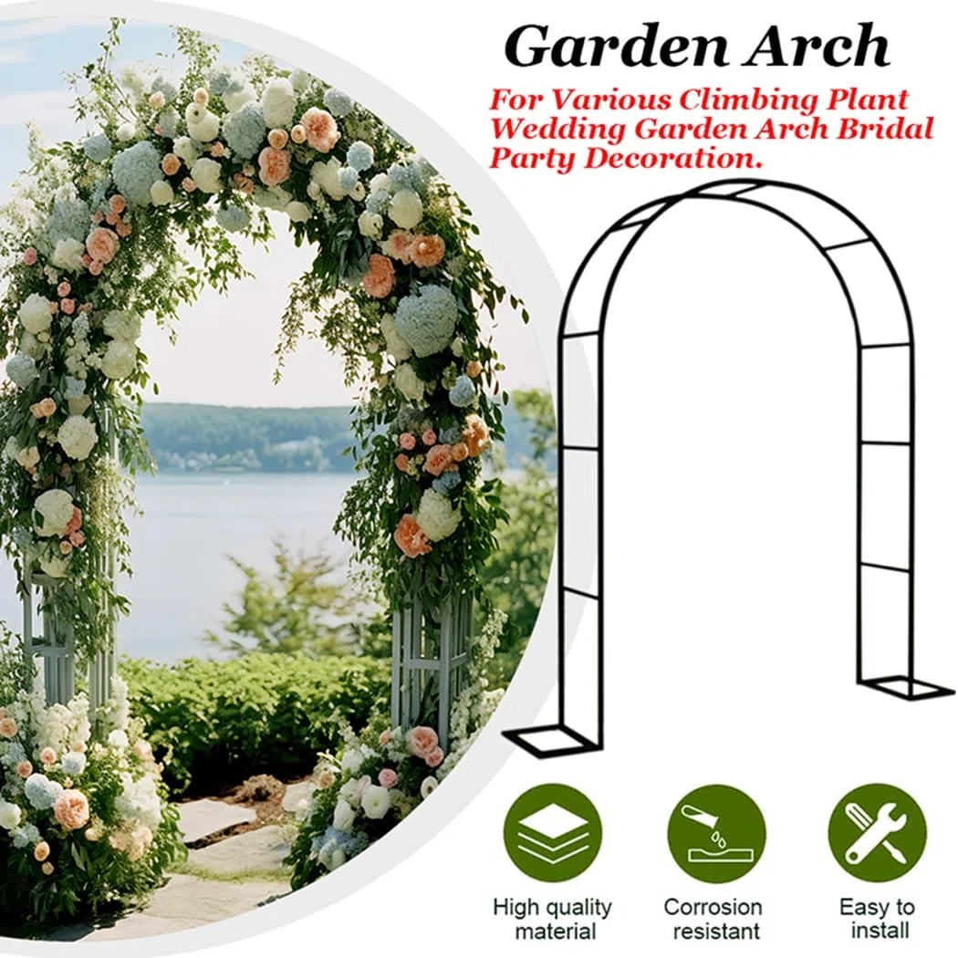 Verstellbarer Rosenbogen aus Metall für Kletterpflanzen – 120–350 cm, schwarzes Hochzeitsspalier, perfekte Gartenlaube für Blumenarrangements, Veranstaltungen im Freien und Landschaftsgestaltung.