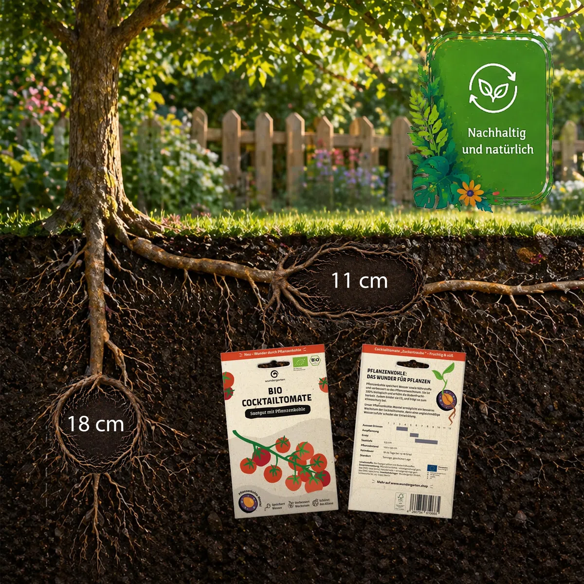 20x Bio Cocktailtomaten Saatgut Zuckertraube – Wundergarten – Mit Pflanzenkohle-Mantel – Hohe Keimrate & süße Snack-Tomaten – Gemüsesamen für Balkon, Garten & Gewächshaus