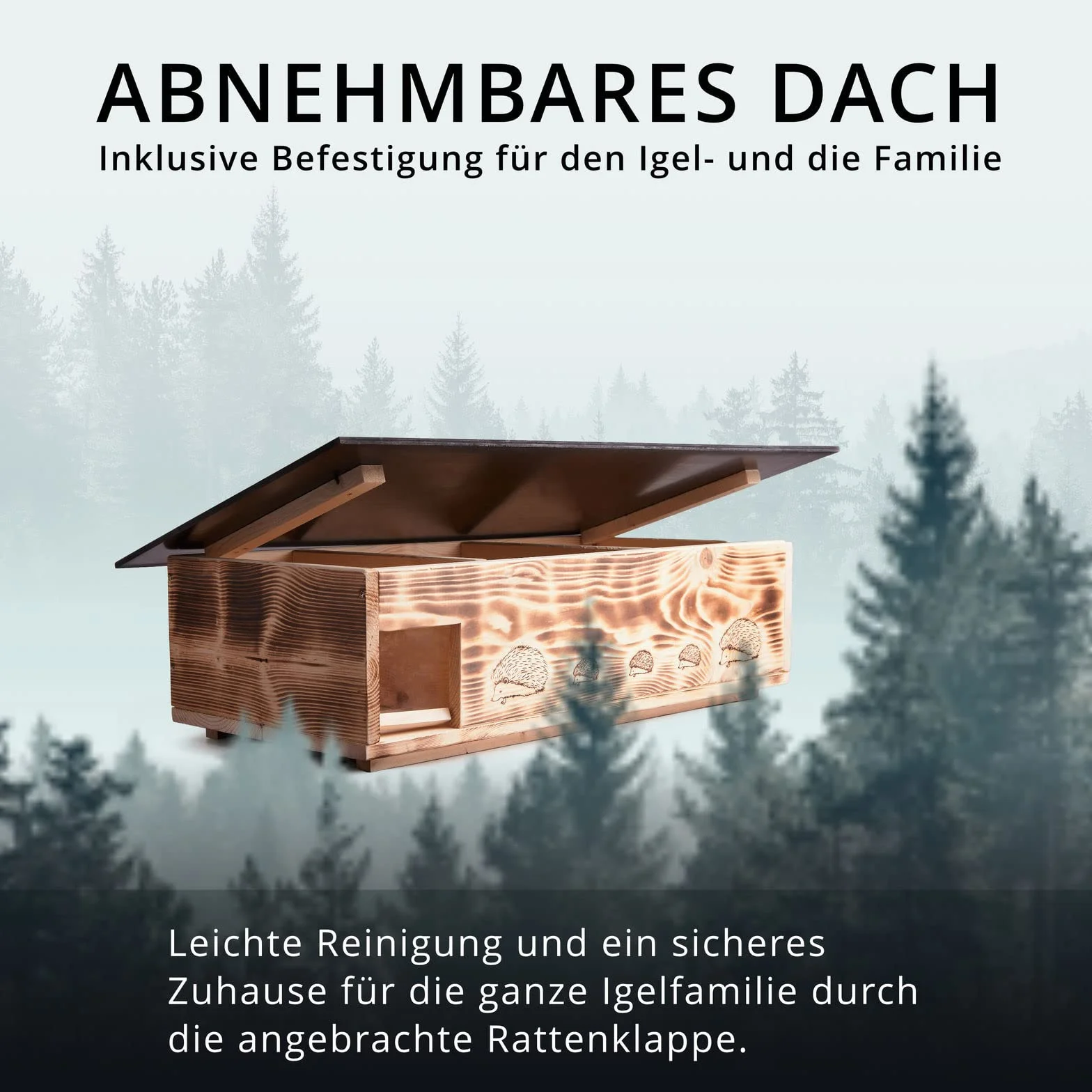 XXXL Igelhaus Neu (IG6) Igelhütte - Igelhaus mit Labyrintheingang und Rattenklappe - mit Boden und Abnehmbarer Dachöffnung zur leichteren Reinigung - inc. 2 Futterschalen