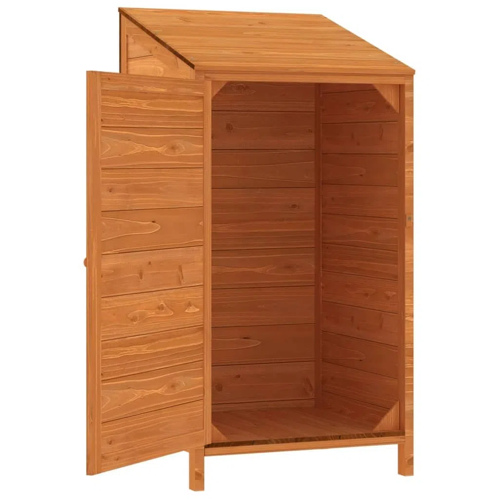 Geräteschuppen Braun 55x52x112 cm Gartenschrank aus Tannenholz - Kleines Gartenhaus aus Massivholz für Werkzeuge, Rasenpflege und Gartenutensilien im Außenbereich