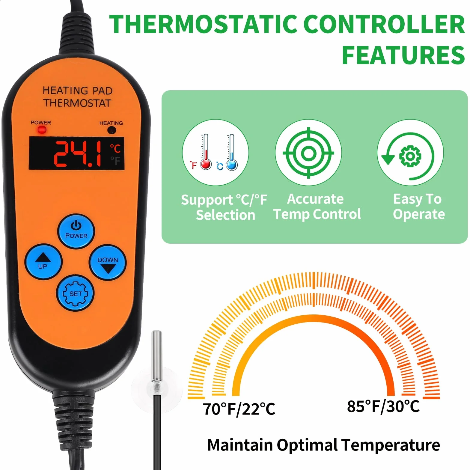 DBREAKS Heizmatte mit Thermostat, 30W Zimmergewächshaus Wärmematte, 4 Heizmatten mit 1 Controller, IP67 Gewächshaus Wärmematte Wasserdicht, Heizmatte Pflanzen mit Thermostat Digitales für Sämling