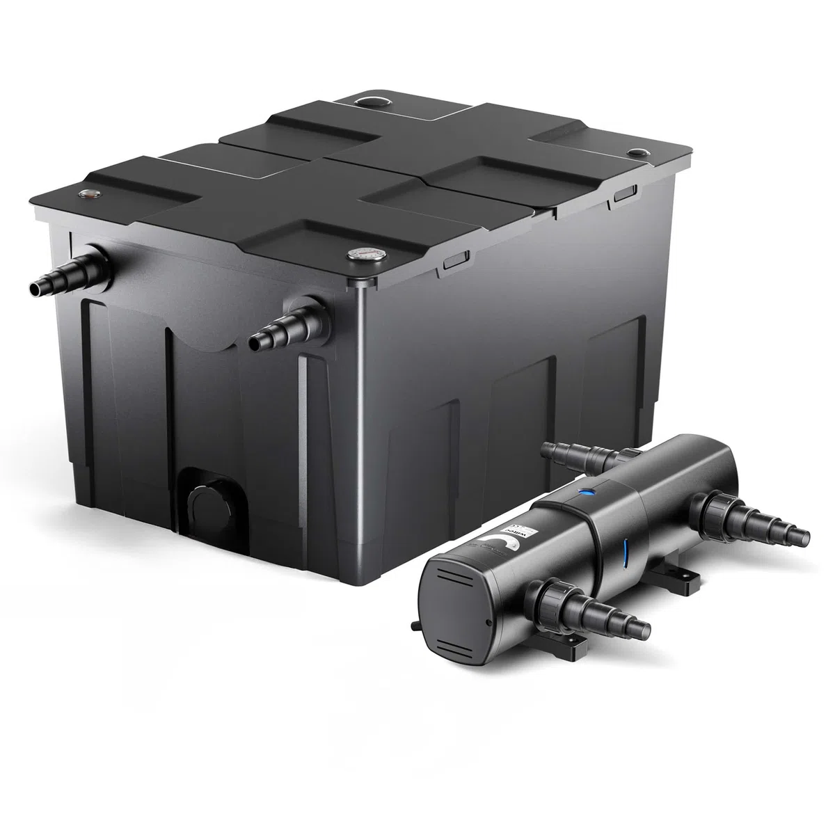 Wiltec Komplettset: CBF-550 Teichfilter bis 60000 L Teichfilteranlage als Durchlauffilter, CUV-236 Teichklärer UVC Klärer mit 36 Watt UV-C Leistung