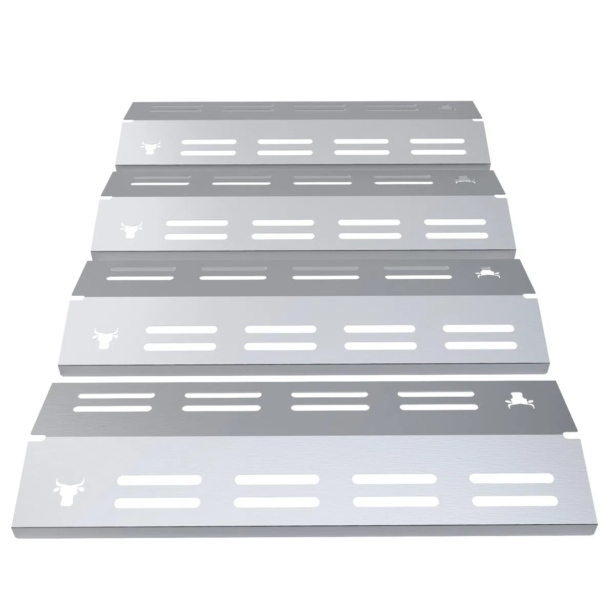 tuning-art GA45 Gasgrill Brennerabdeckung Edelstahl kompatibel mit Enders Boston Pro 4 Gasgrills | Brennerschutz | Passgenau, Farbe:4er Set Matt Bulle