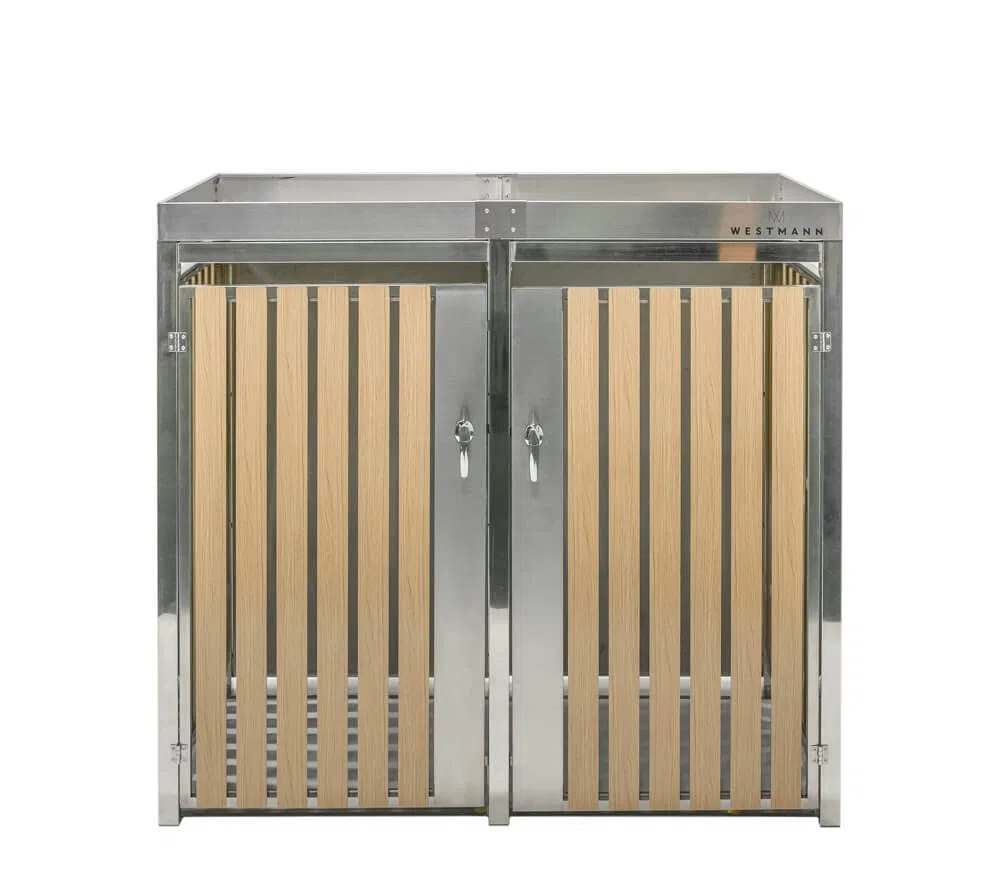 WESTMANN Mülltonnenbox für 2X 240L Mülltonnen 84x134x125 cm Silber 240 L
