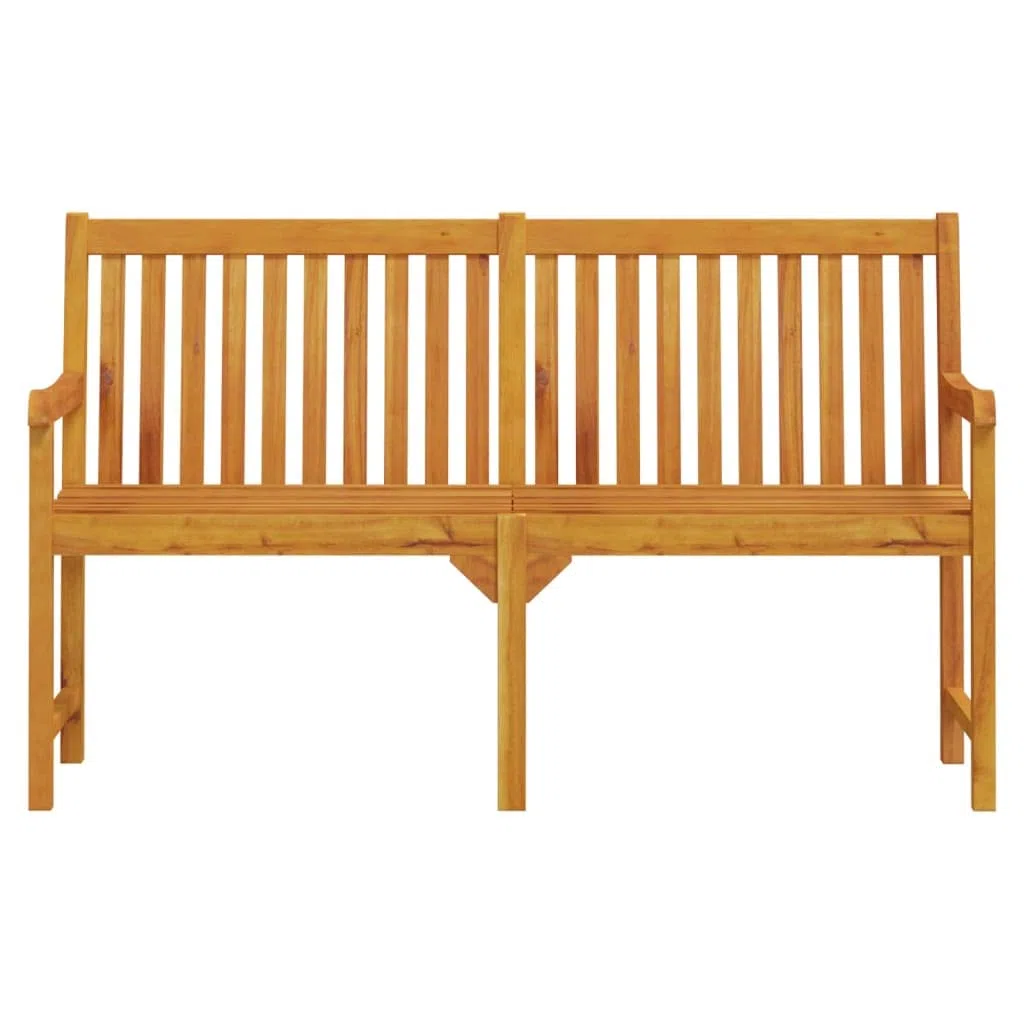 Fengshui Akazienholz Sitzbank 150x55 cm Gartenbank | Massivholz, geölt, wetterbeständig, Armlehnen, Rückenlehne, pflegeleicht