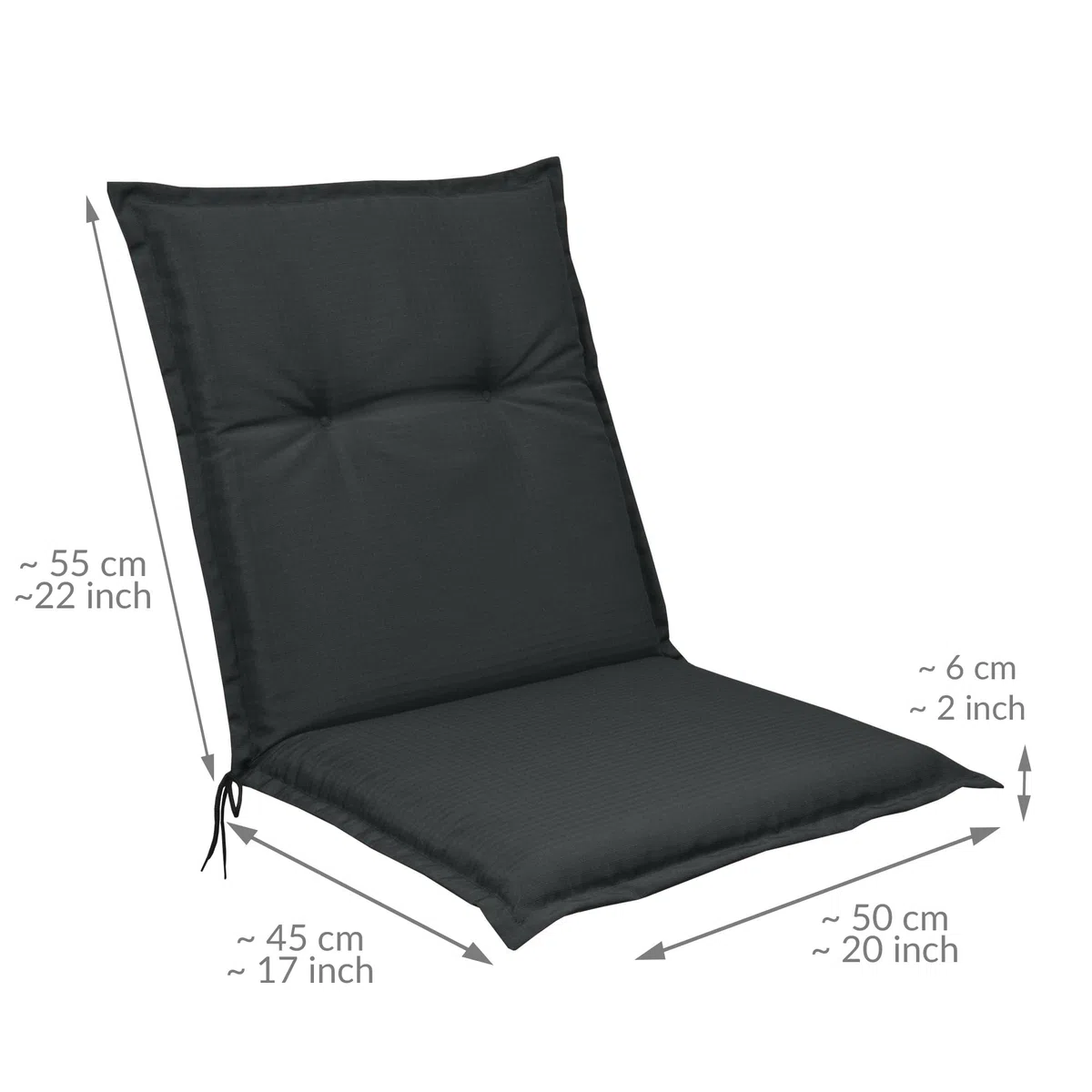Beautissu 6er Set Niedriglehner Auflagen Sitzkissen für Garten Sitzauflage | 100x50cm 6cm dickes Anthrazit bequemes Sitzpolster Gartenstuhlauflage Niederlehner Balkon Camping Stuhl Stuhlkissen Base NL