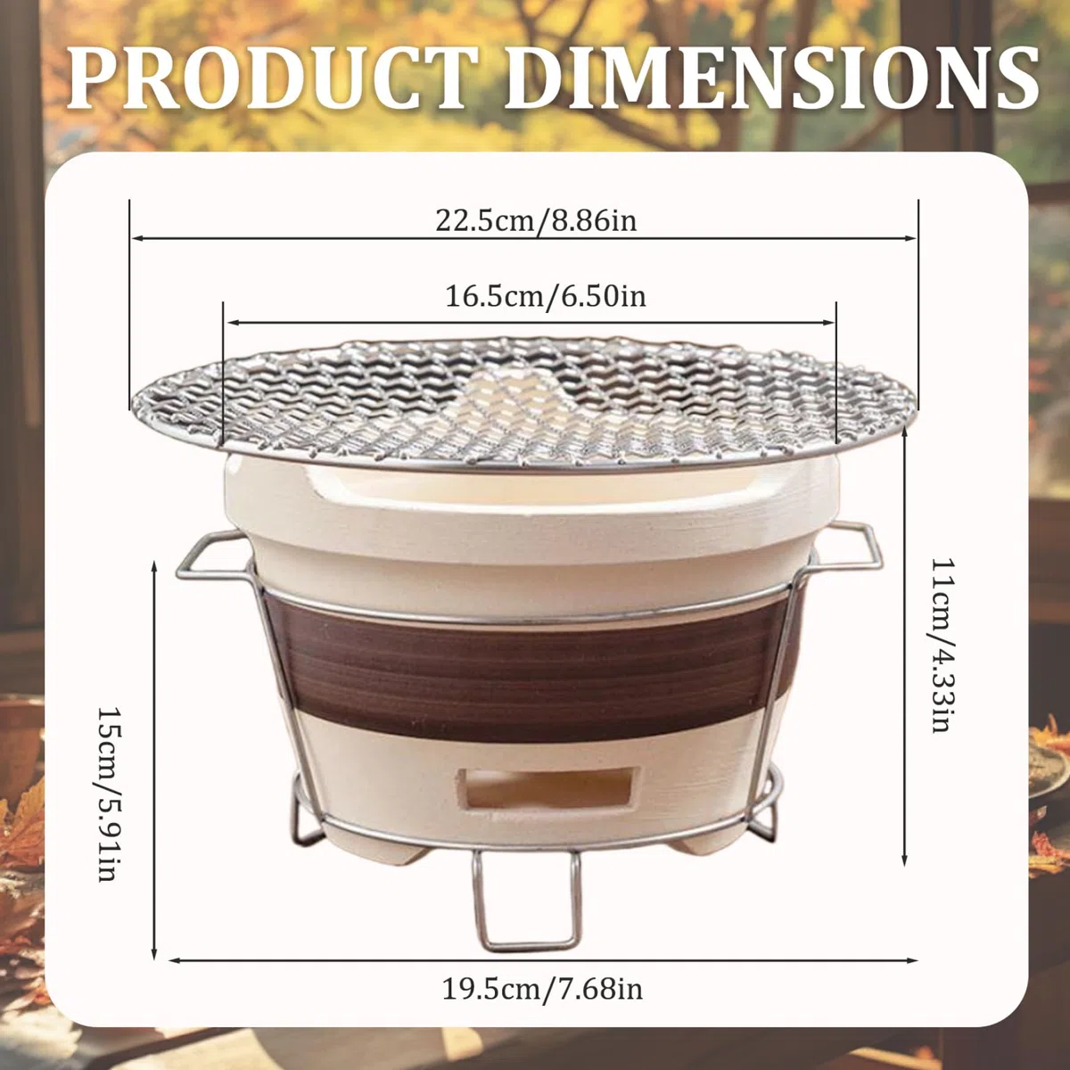 Clay Ofen kleiner Campingofen tragbarer Holzkohlegrill belüftet runde Holzkohlegrill Tee Herstellung mit Eisen Rack & Grill Netto -Holzkohleofen für Home Party Camping Barbecue, Campingofen