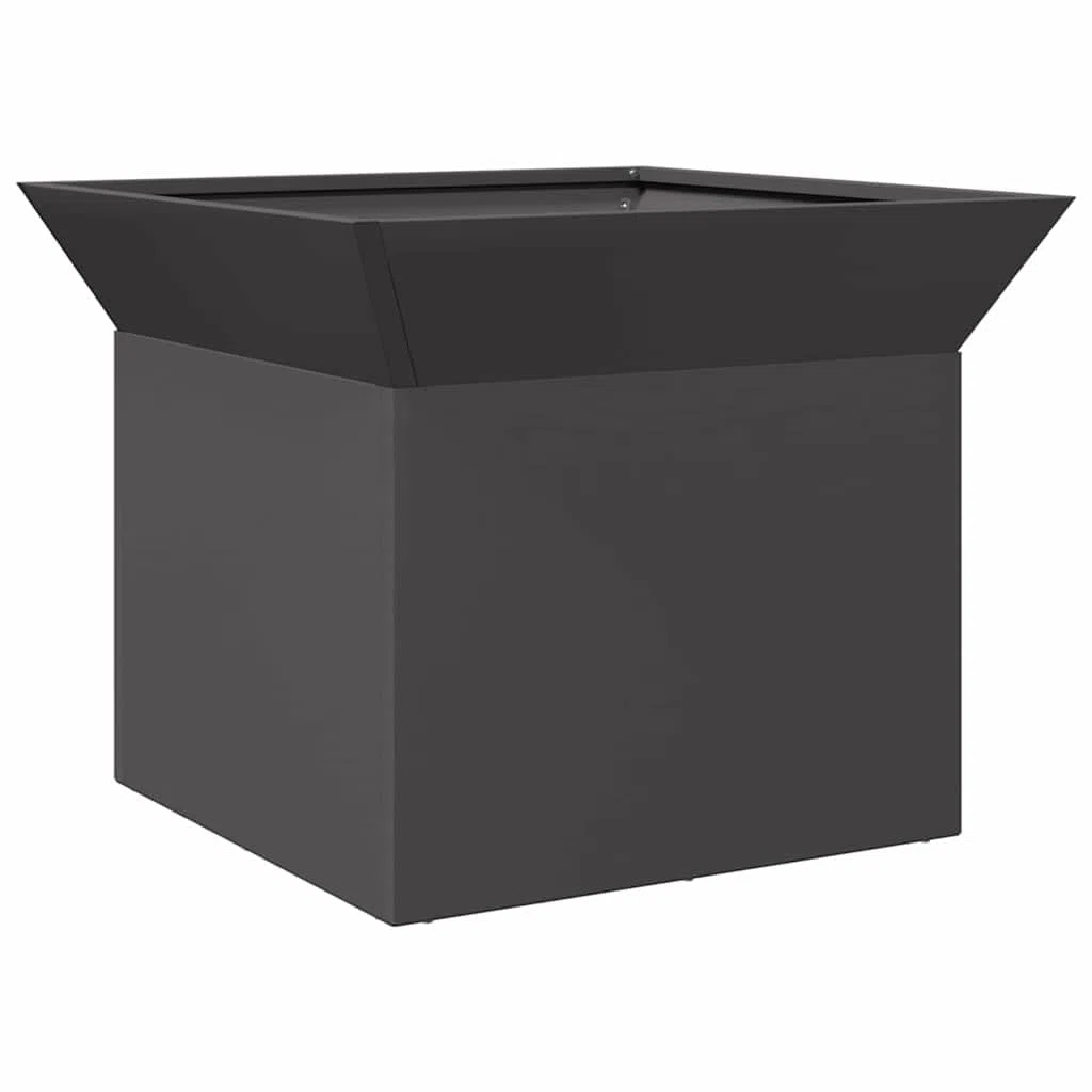 Feuerstelle Schwarz aus Stahl 50 x 50 x 40 cm für Terrasse und Garten, Outdoor Feuerstelle, Kamin Ofen, Schornstein, Heizkassette für Wärme und Deko im Außenbereich