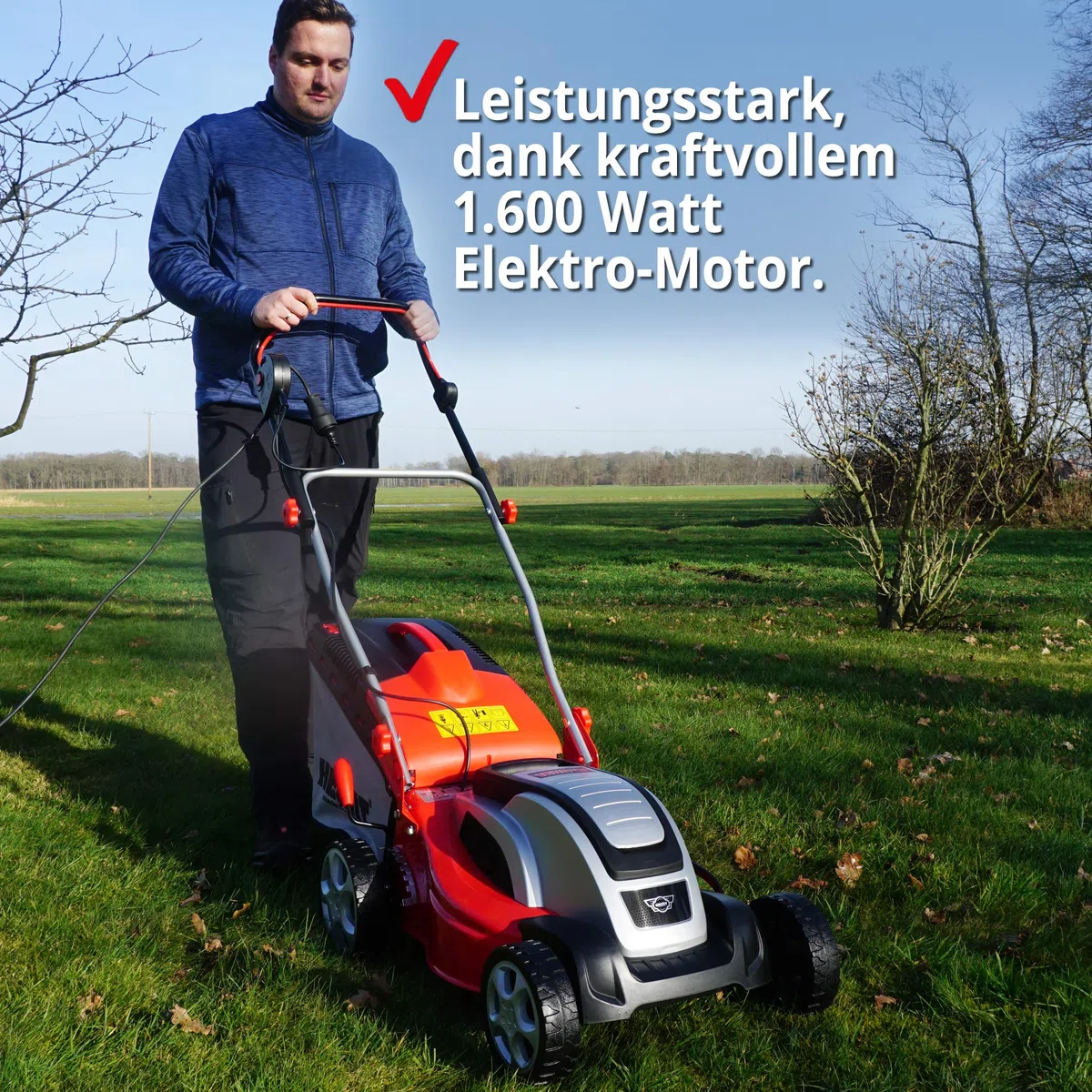 HECHT Elektrorasenmäher 1600 W 41 cm 50 L Fangkorb mit Mulchfunktion | Elektro-Mäher mit 1600 Watt Motor, zentrale 7-fach Schnitthöheneinstellung 30-70 mm, für gepflegten Rasen