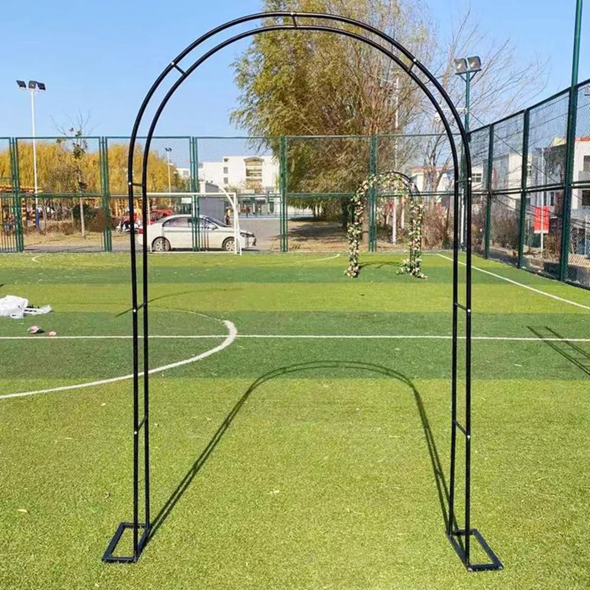 Schwarzer Gartenbogen – Hochzeitsrosenbogen für Kletterpflanzen und Blumen, Outdoor-Spalier und Laubenstütze (B 350 x H 220 cm) – perfekt für Gärten und Veranstaltungen