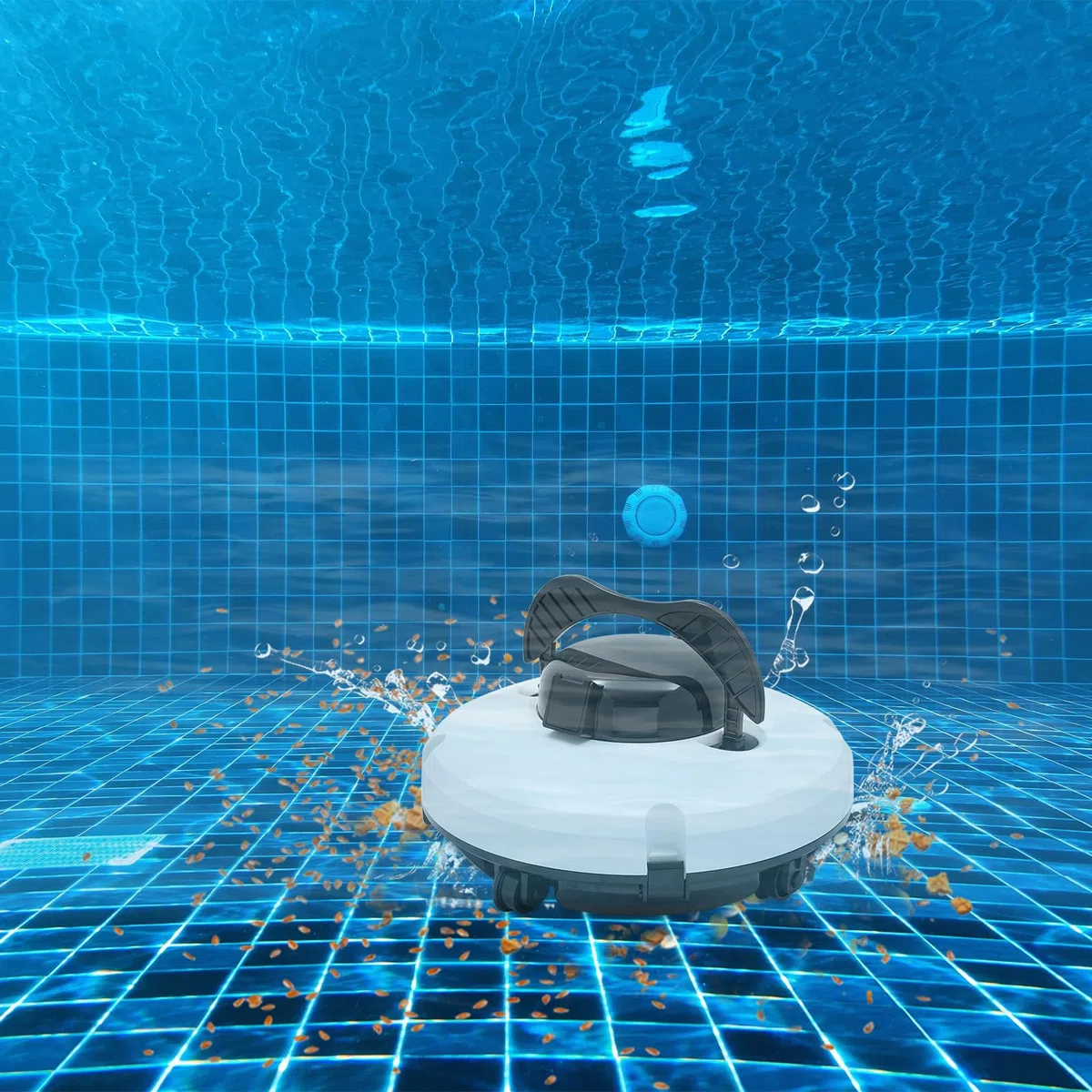 Poolroboter Akku kabellos Poolreiniger Bodenreinigung bis 100m² | IPX8 wasserdicht, Dual Motor, automatische Wandumkehr, 17m/min Reinigung, 2h Laufzeit, für Rund & Rechteck Pools