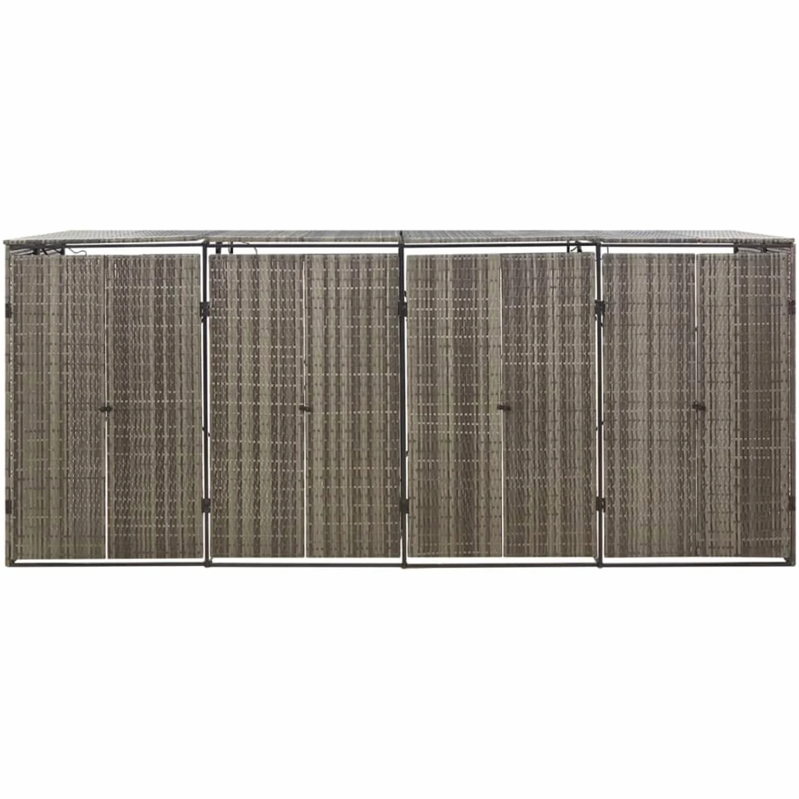 Festnight Mülltonnenbox 4er Mülltonnenverkleidung Mülltonnecontainer Rattan Müllcontainer Mülltonnenschrank Müllbox Draußen Rattan (4 Tonnen) 274 x 80 x 117 cm Grau