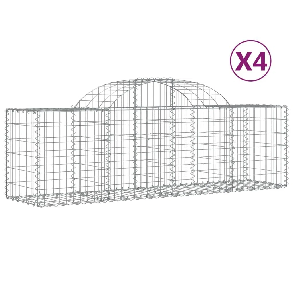 Homgoday Gartenabsperrung mit Hochbogen | Dekorative Gabionenkörbe aus verzinktem Eisen | Silbern | 200x50x60/80 cm | Terrasse & Vorgarten Model3146280