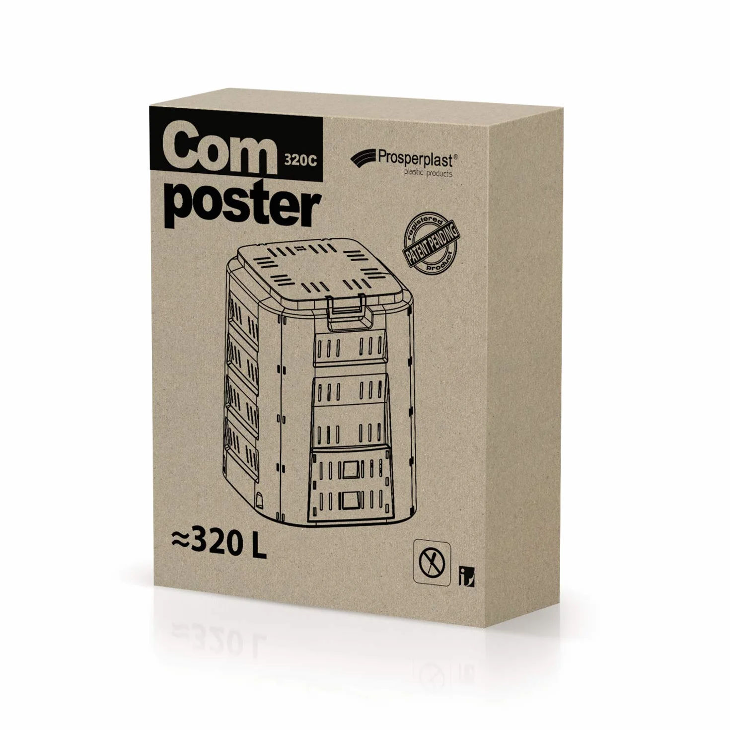 Prosperplast Compogreen Komposter Gartenkomposter mit Abdeckung Schiebeklappe Luftzirkulation (320L)