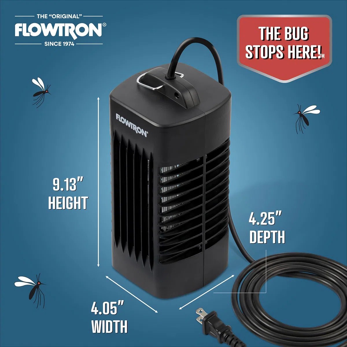 Flowtron Insektenvernichter für den Innenbereich, UV, 1000 V, 160 m², Schwarz | Passend für Küchen, Schlafzimmer und Büros, die einen stabilen Schutz benötigen – einfach in jede Steckdose stecken