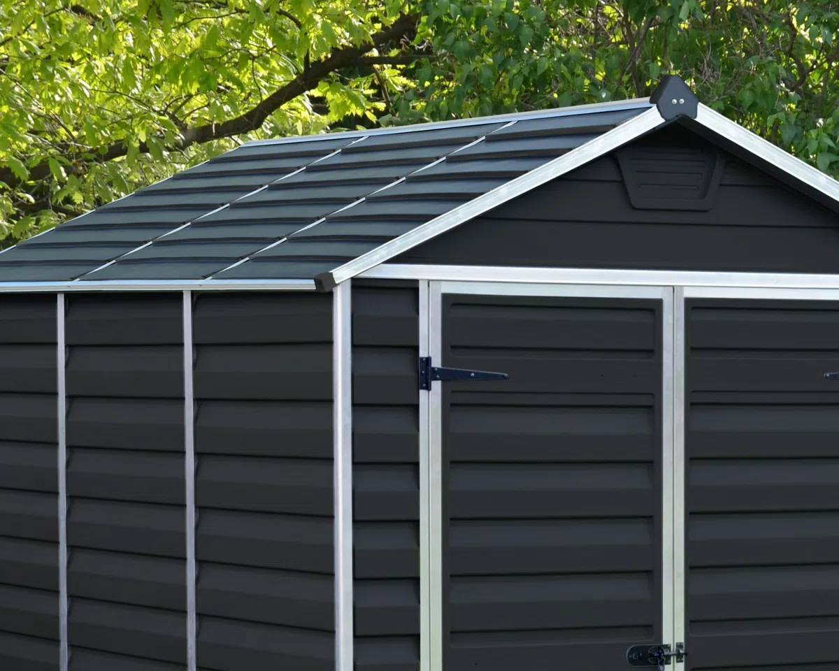 Canopia by Palram Gerätehaus Garten Skylight 6x12 Geräteschuppen Metall 185 x 379 cm Midnight Grey Polycarbonatplatten rostbeständig UV-Schutz