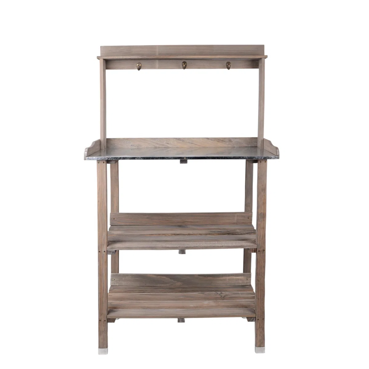 UNUS Pflanztisch aus Holz mit Zink-Arbeitsplatte, 78x36x131 cm, Pflanzregal in Grau für Balkon, Terrasse & Garten, Gartentisch mit Ablagen