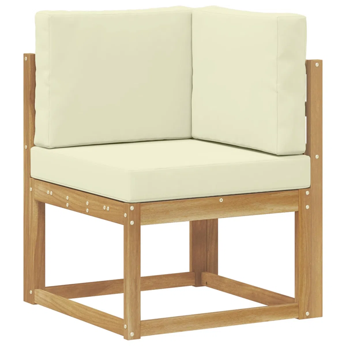 Outdoor-Sofagarnitur 7-teilig Weiß Creme aus massivem Akazienholz, Gartenset mit Tisch, Hocker, Sofas und Kissen, wetterbeständig, modular für Terrasse und Garten