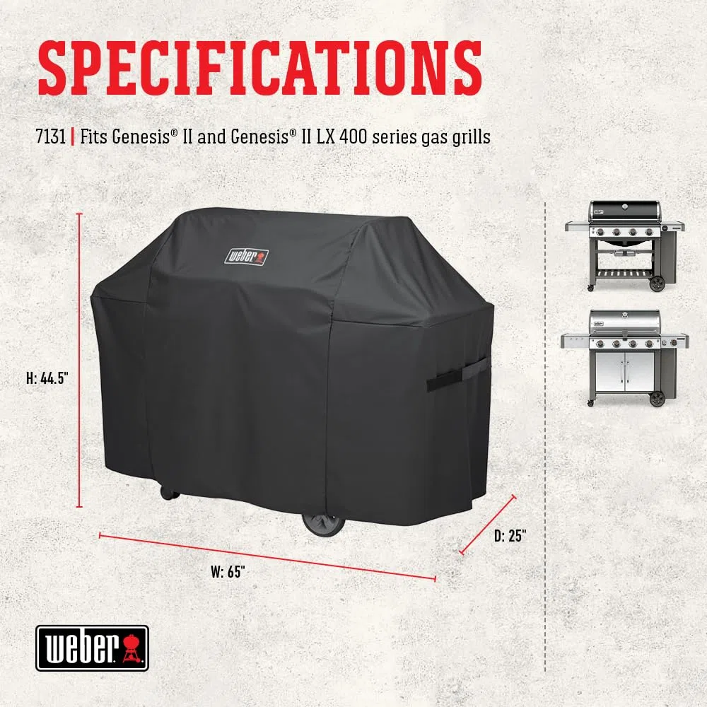 Weber Genesis II 400 Series Premium Grillabdeckung, strapazierfähig und wasserdicht, passend für Grillbreiten bis zu 65 Zoll