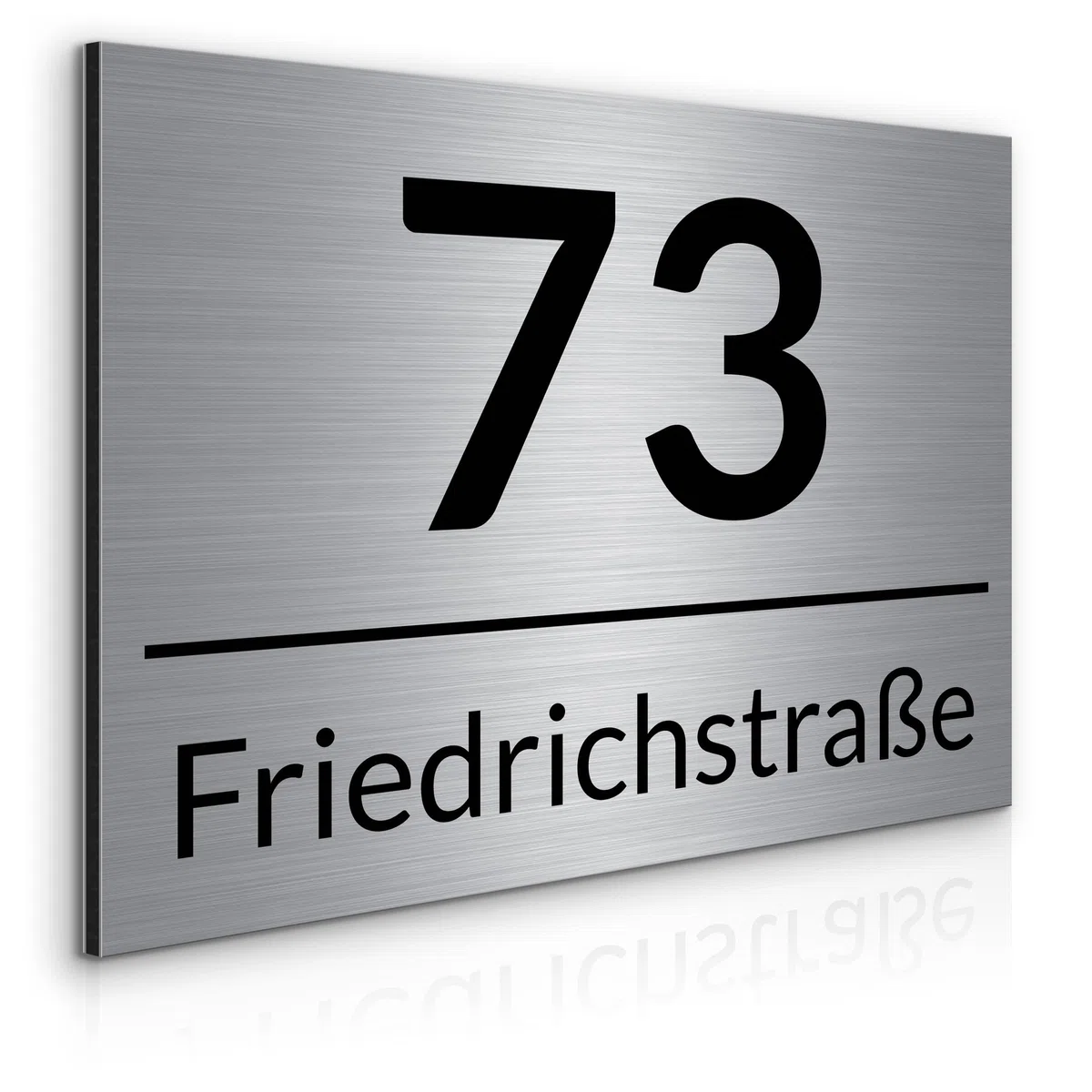 Muralo - Hausnummern-Schild Türschild Personalisiert Wetterfest für Tür, Gebäude, Zimmer - Br.40cm x Hö.30cm - Gebürstetes Aluminium