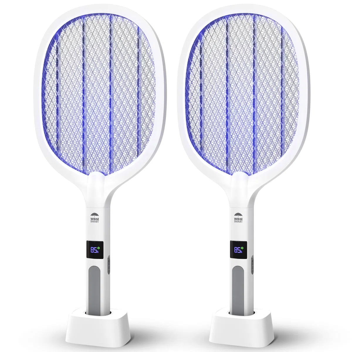 WBM SMART 2 in 1 Elektrischer Insektenvernichter, Mückenfalle Lampe & Schläger, USB Wiederaufladbare Elektrische Fliegenklatsche für Zuhause und Draußen, Leistungsstarkes Gitter, 3-lagiges